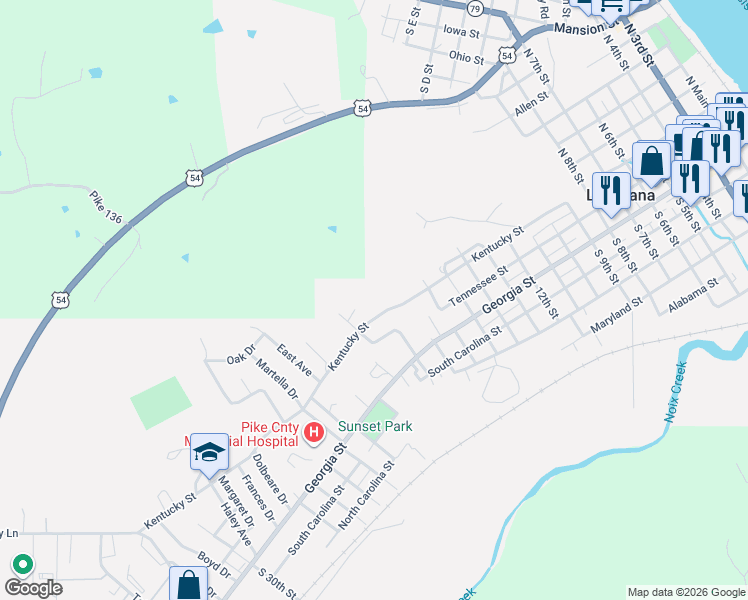 map of restaurants, bars, coffee shops, grocery stores, and more near 1721 Kentucky Street in Louisiana