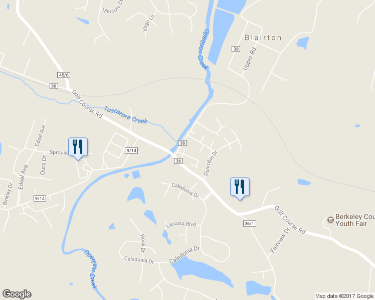 map of restaurants, bars, coffee shops, grocery stores, and more near 43 Koncer Drive in Martinsburg