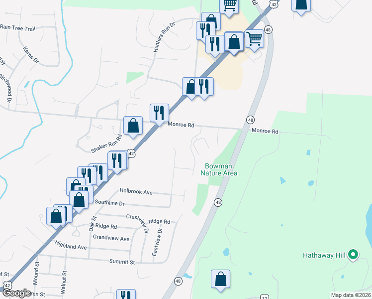 map of restaurants, bars, coffee shops, grocery stores, and more near 983 East Ridge Drive in Lebanon