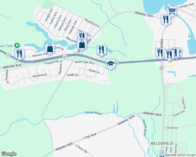 map of restaurants, bars, coffee shops, grocery stores, and more near 6155 Goldfinch Drive in Hamilton