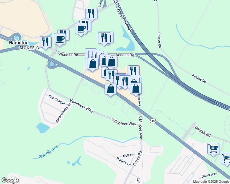 map of restaurants, bars, coffee shops, grocery stores, and more near 4246-4262 Black Horse Pike in Mays Landing