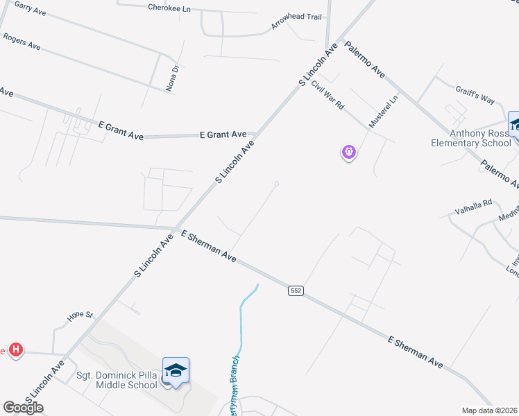 map of restaurants, bars, coffee shops, grocery stores, and more near 2704 Perna Lane in Vineland