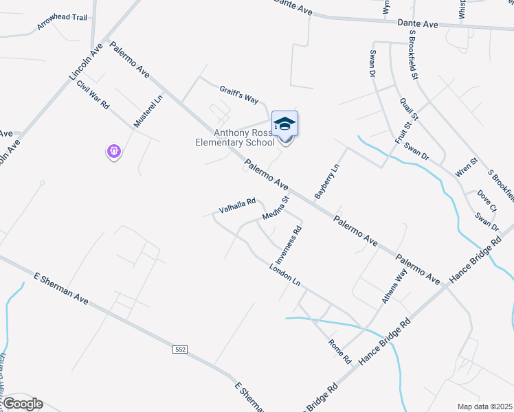 map of restaurants, bars, coffee shops, grocery stores, and more near 2603 Valhalla Road in Vineland