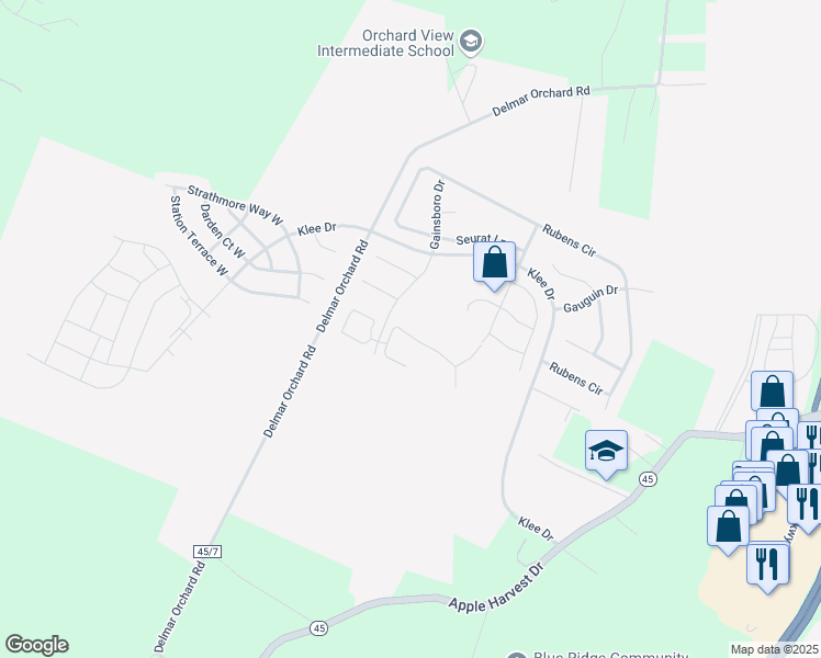 map of restaurants, bars, coffee shops, grocery stores, and more near 330 Bertelli Court in Martinsburg
