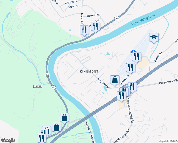 map of restaurants, bars, coffee shops, grocery stores, and more near in Pleasant Valley
