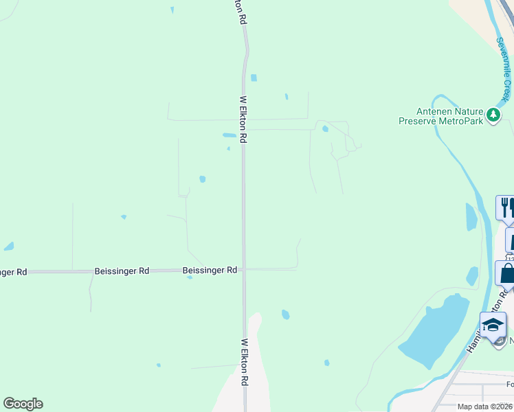 map of restaurants, bars, coffee shops, grocery stores, and more near 2203 West Elkton Road in Hamilton