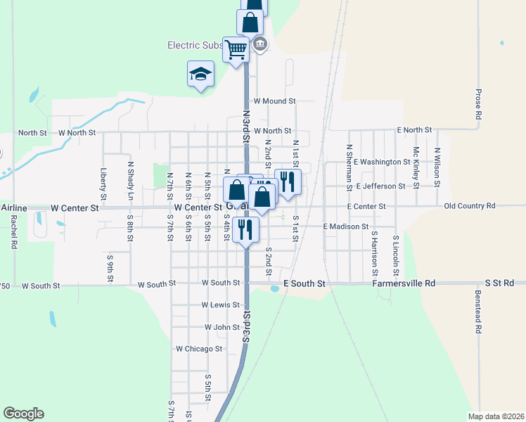 map of restaurants, bars, coffee shops, grocery stores, and more near 200-298 West Madison Street in Girard