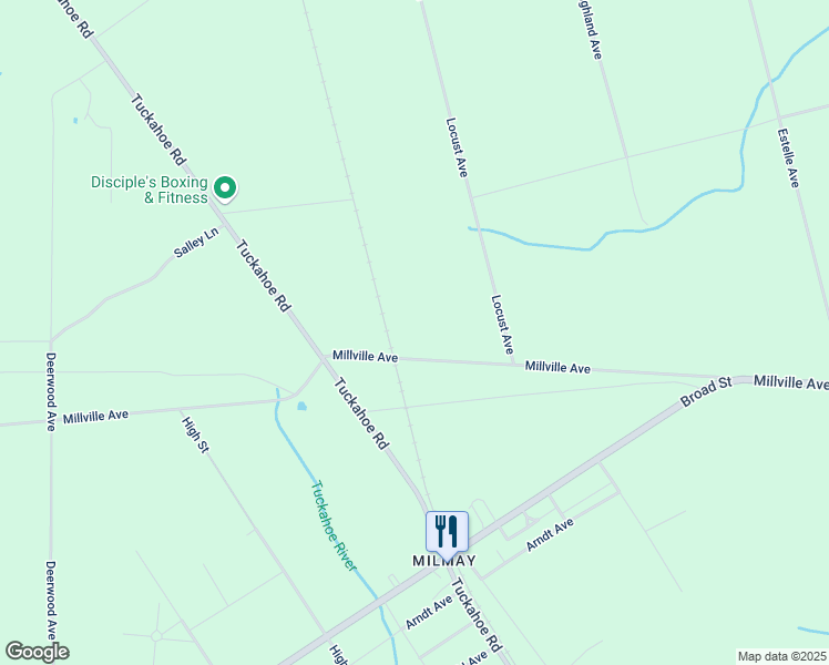 map of restaurants, bars, coffee shops, grocery stores, and more near 331 Millville Avenue in Buena Vista Township