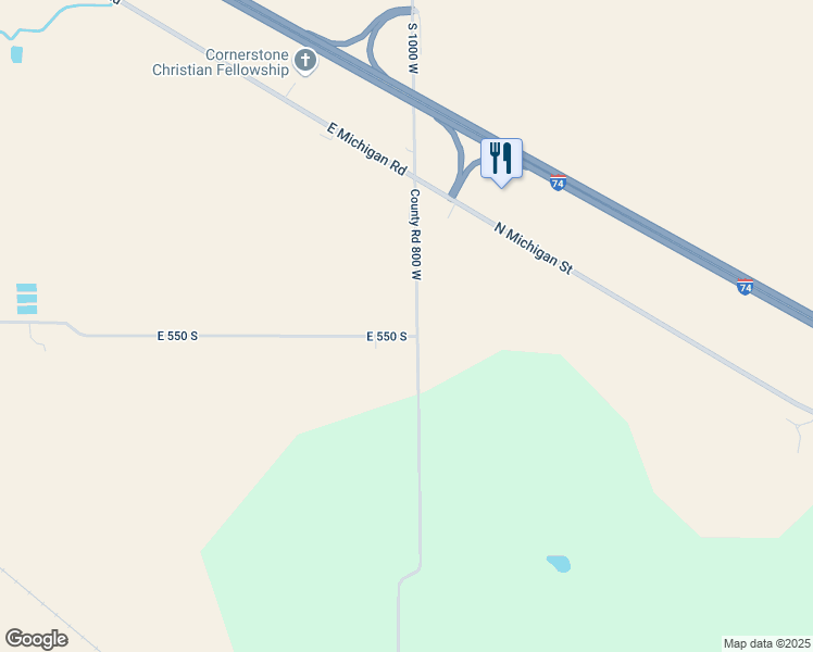 map of restaurants, bars, coffee shops, grocery stores, and more near 5451 South 800 East in Waldron