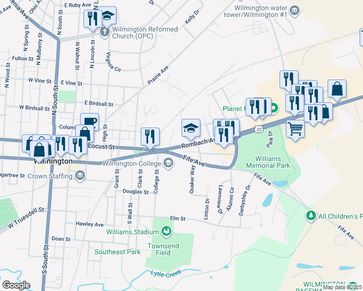 map of restaurants, bars, coffee shops, grocery stores, and more near 51 Newham Street in Wilmington