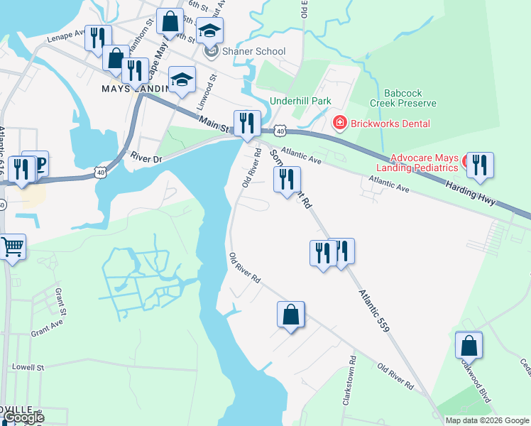 map of restaurants, bars, coffee shops, grocery stores, and more near 238 Old River Road in Hamilton