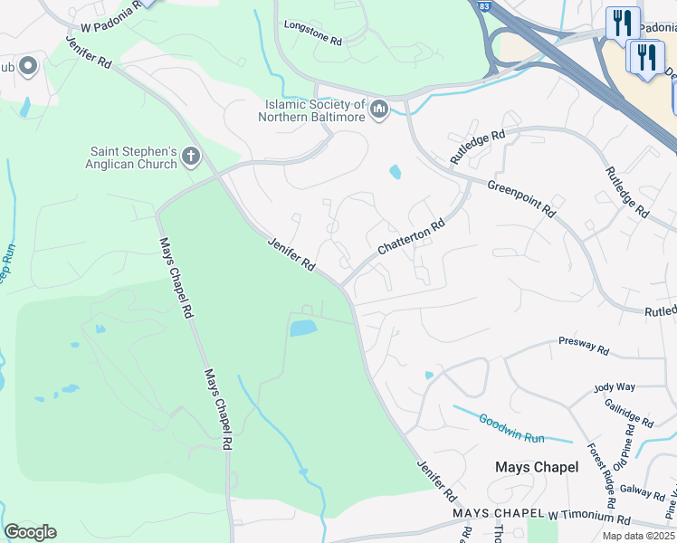 map of restaurants, bars, coffee shops, grocery stores, and more near 230 Castletown Road in Lutherville-Timonium