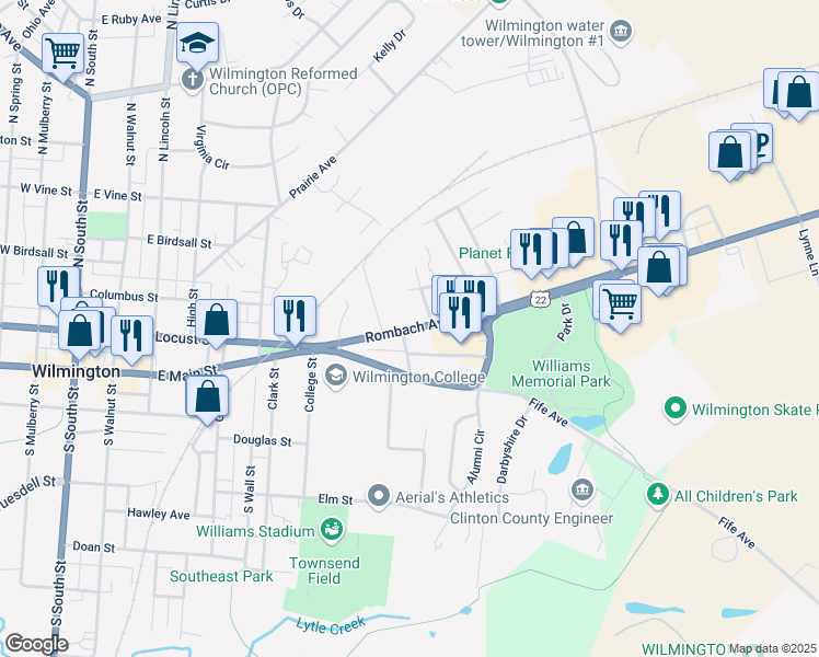 map of restaurants, bars, coffee shops, grocery stores, and more near 769 Rombach Avenue in Wilmington