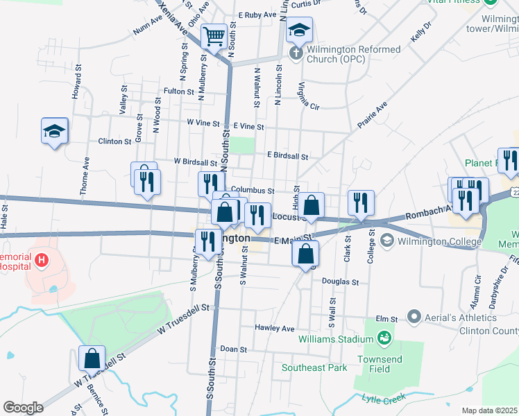 map of restaurants, bars, coffee shops, grocery stores, and more near 149 East Locust Street in Wilmington