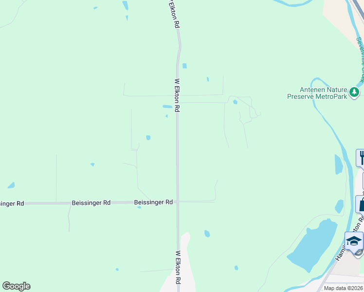 map of restaurants, bars, coffee shops, grocery stores, and more near 2244 West Elkton Road in Hamilton