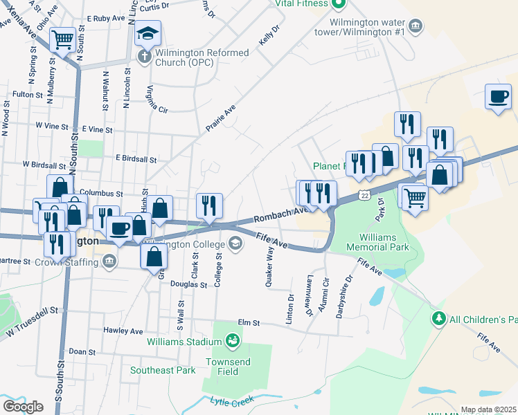 map of restaurants, bars, coffee shops, grocery stores, and more near 51 Newham Street in Wilmington