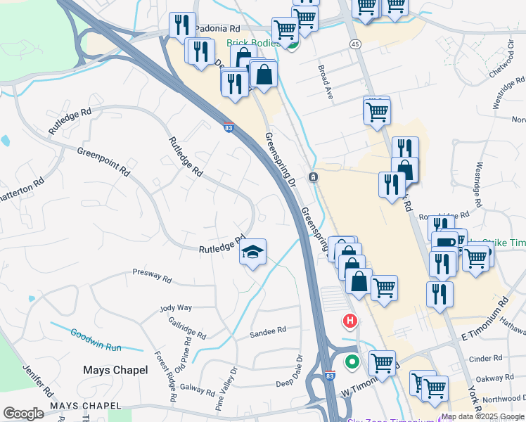 map of restaurants, bars, coffee shops, grocery stores, and more near 4 Daria Court in Lutherville-Timonium