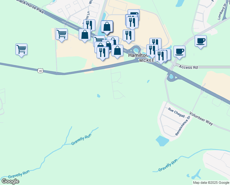map of restaurants, bars, coffee shops, grocery stores, and more near 4504 Concord Place in Hamilton
