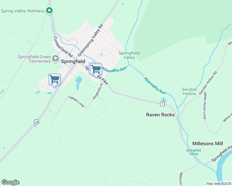 map of restaurants, bars, coffee shops, grocery stores, and more near Springfield Pike in Springfield