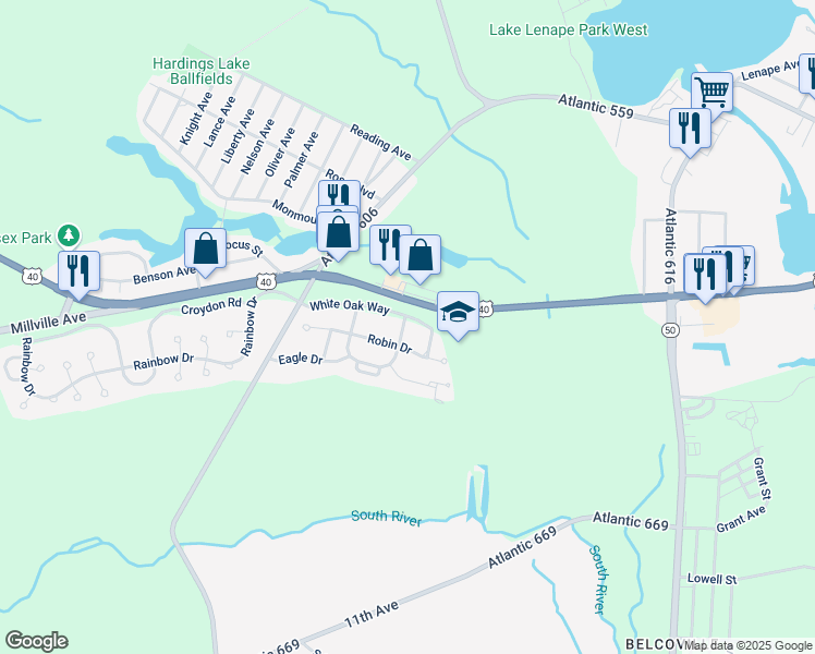 map of restaurants, bars, coffee shops, grocery stores, and more near 6160 White Oak Way in Hamilton