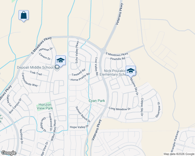 map of restaurants, bars, coffee shops, grocery stores, and more near 9440 Lost Valley Road in Reno