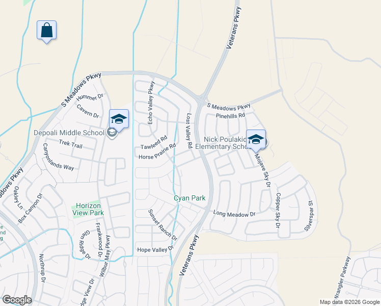 map of restaurants, bars, coffee shops, grocery stores, and more near 9440 Lost Valley Road in Reno