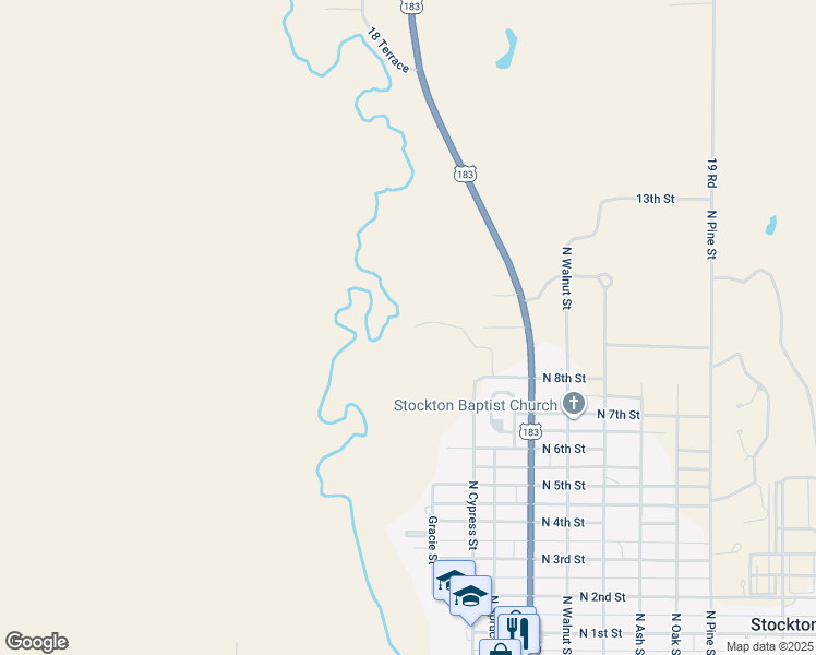 map of restaurants, bars, coffee shops, grocery stores, and more near 1825 I Road in Stockton