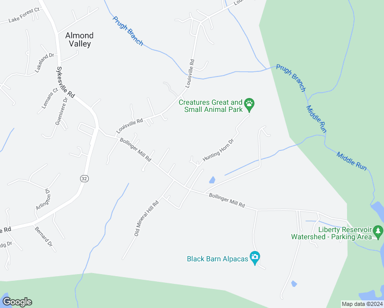 map of restaurants, bars, coffee shops, grocery stores, and more near 4640 Hunting Horn Drive in Finksburg