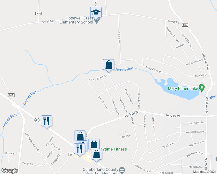 map of restaurants, bars, coffee shops, grocery stores, and more near 102 Holly Terrace in Bridgeton