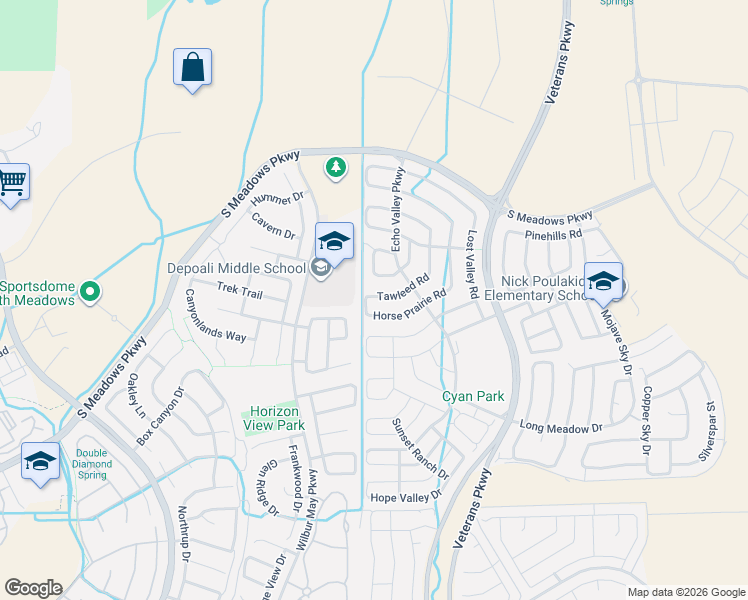 map of restaurants, bars, coffee shops, grocery stores, and more near 1905 Horse Prairie Road in Reno