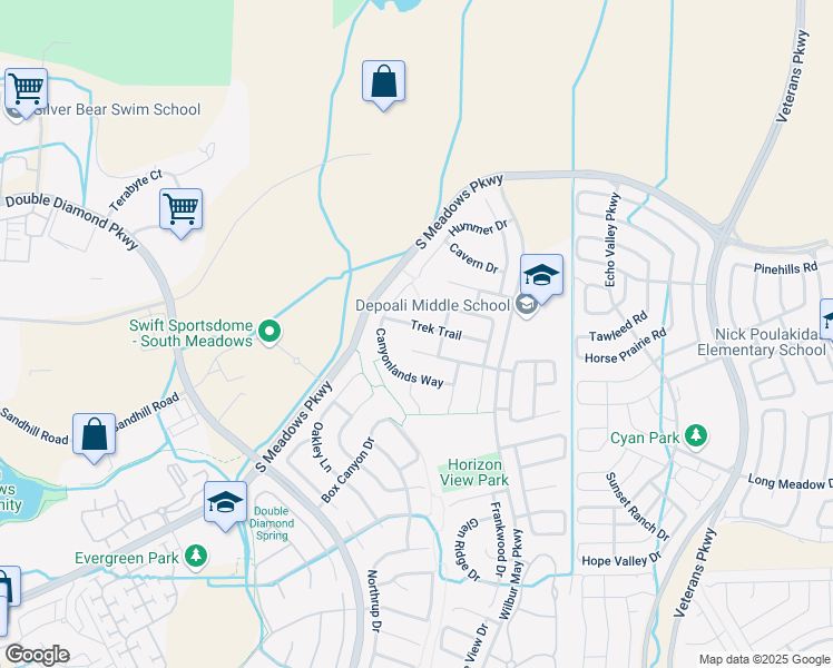 map of restaurants, bars, coffee shops, grocery stores, and more near 1755 Big Boulder Court in Reno