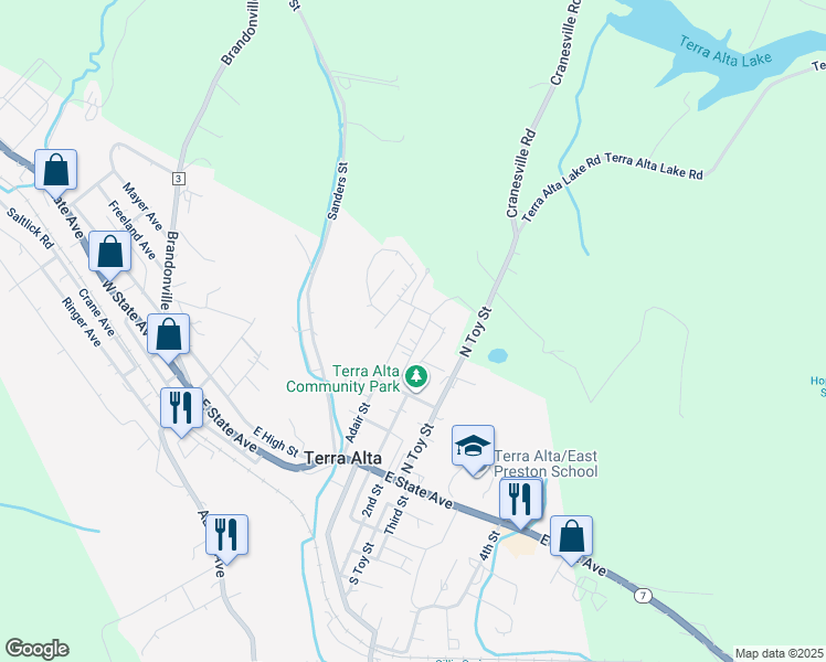 map of restaurants, bars, coffee shops, grocery stores, and more near in Terra Alta
