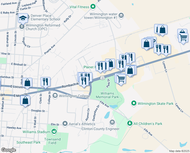 map of restaurants, bars, coffee shops, grocery stores, and more near 995 Rombach Avenue in Wilmington
