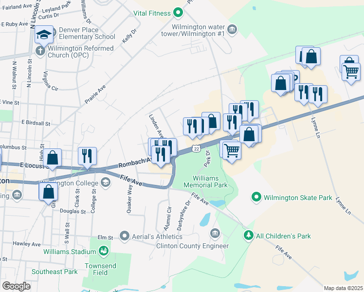 map of restaurants, bars, coffee shops, grocery stores, and more near 995 Rombach Avenue in Wilmington