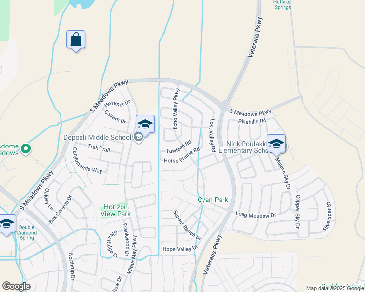 map of restaurants, bars, coffee shops, grocery stores, and more near Tawleed Road in Reno