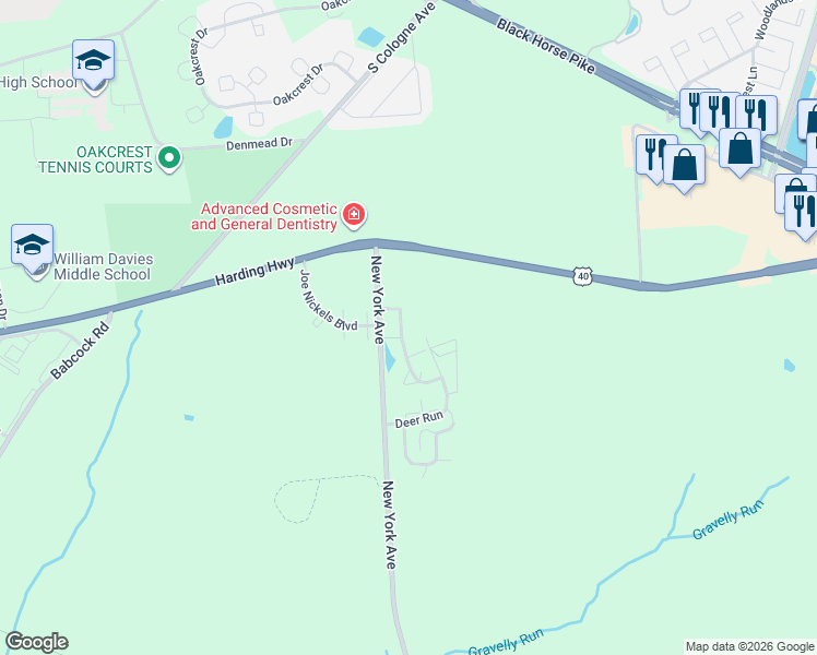 map of restaurants, bars, coffee shops, grocery stores, and more near Deer Run in Hamilton