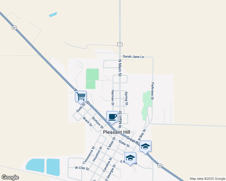 map of restaurants, bars, coffee shops, grocery stores, and more near 601 Harman Street in Pleasant Hill