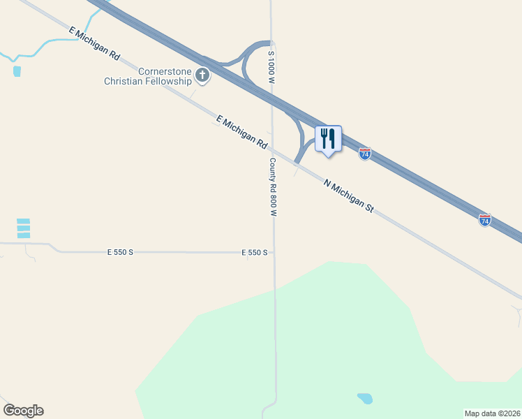 map of restaurants, bars, coffee shops, grocery stores, and more near 5419 South 800 East in Waldron