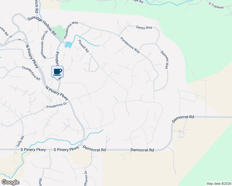 map of restaurants, bars, coffee shops, grocery stores, and more near 5959 Powell Road in Parker