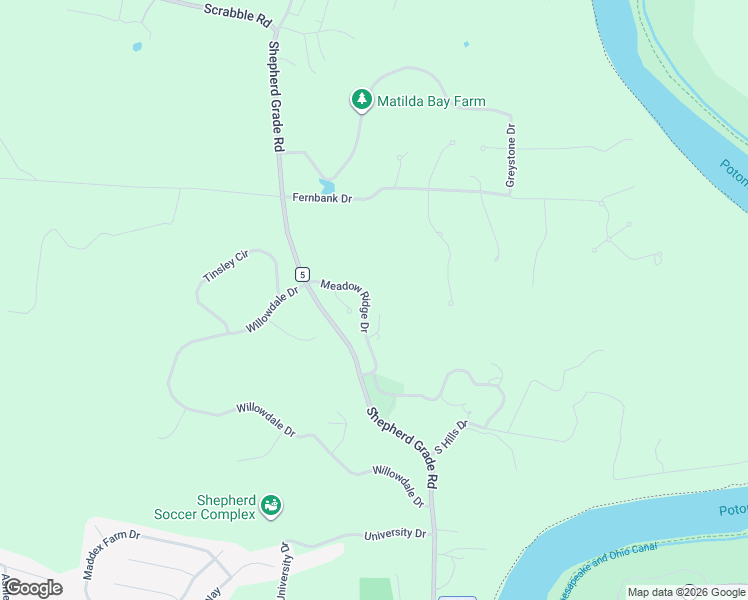 map of restaurants, bars, coffee shops, grocery stores, and more near 208 Meadow Ridge Drive in Shepherdstown