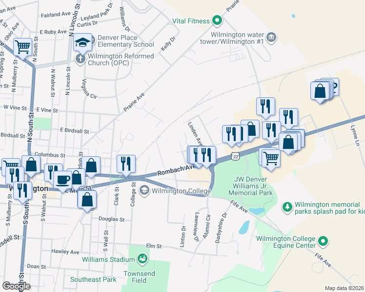 map of restaurants, bars, coffee shops, grocery stores, and more near 130 Applegate Street in Wilmington