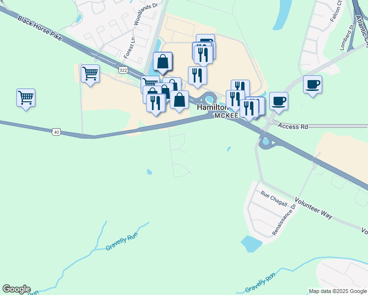 map of restaurants, bars, coffee shops, grocery stores, and more near 4463 Yorktown Place in Hamilton Township