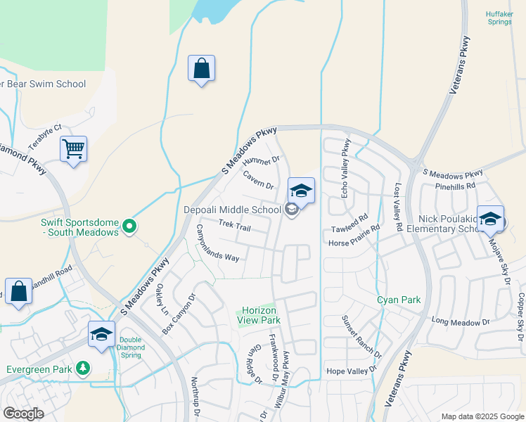 map of restaurants, bars, coffee shops, grocery stores, and more near 1764 Back Country Road in Reno