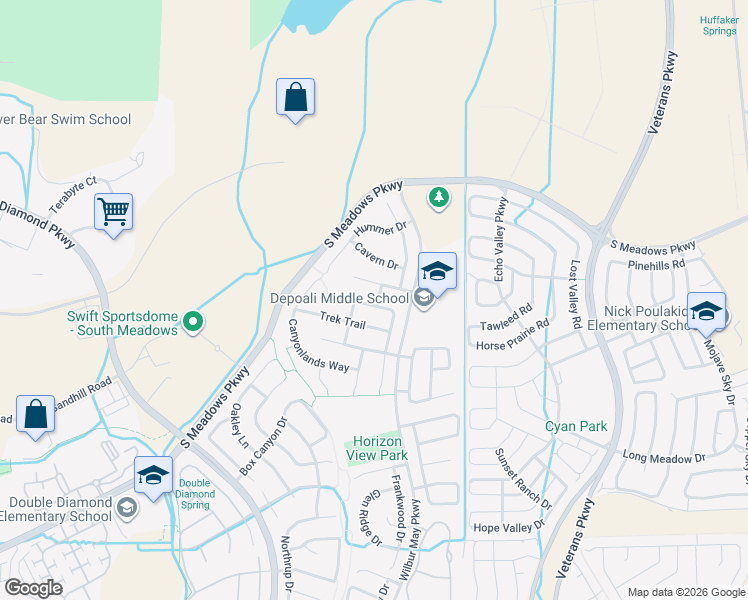 map of restaurants, bars, coffee shops, grocery stores, and more near 1764 Back Country Road in Reno