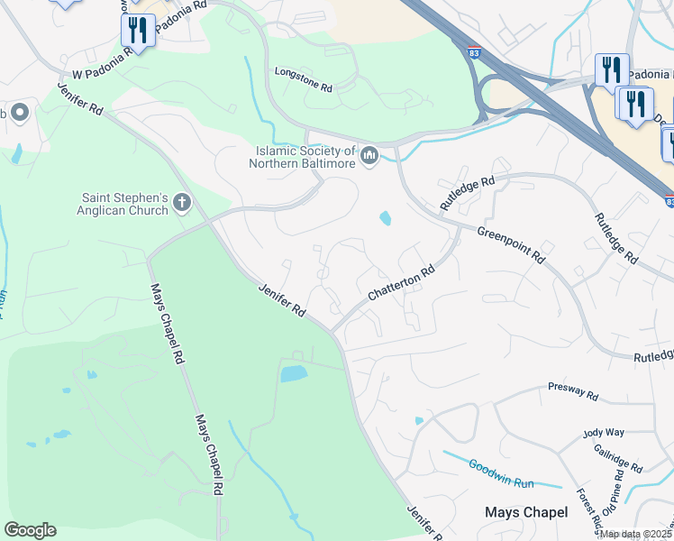 map of restaurants, bars, coffee shops, grocery stores, and more near 201 Castletown Road in Timonium