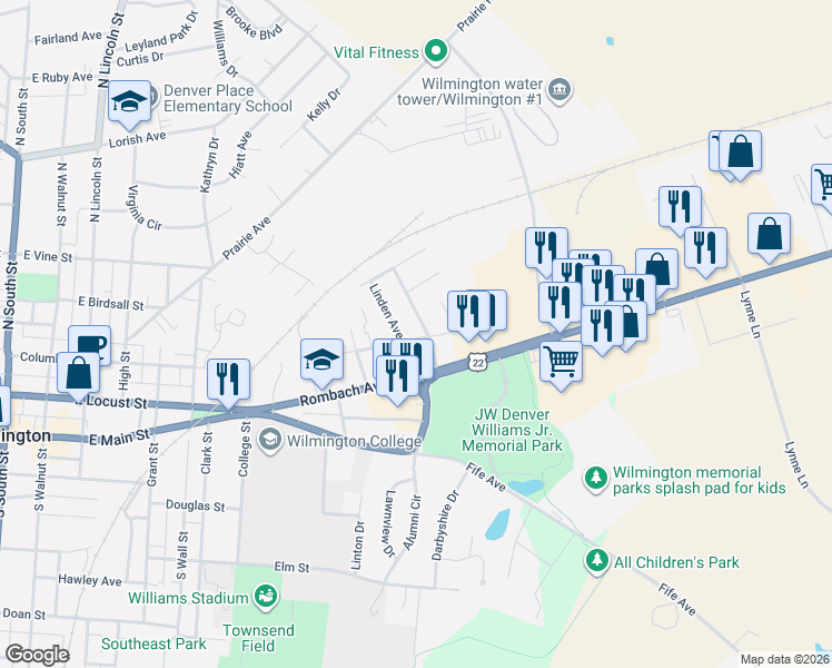 map of restaurants, bars, coffee shops, grocery stores, and more near 905 Columbus Street in Wilmington
