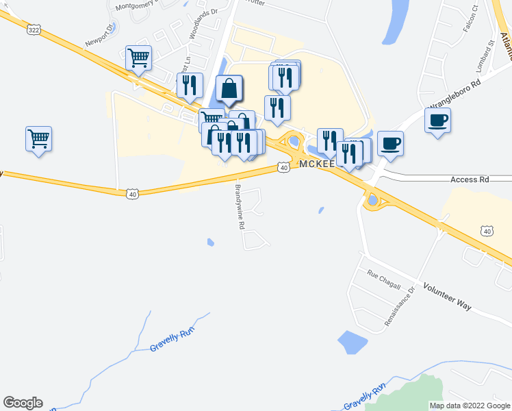 map of restaurants, bars, coffee shops, grocery stores, and more near 4463 Yorktown Place in Hamilton Township