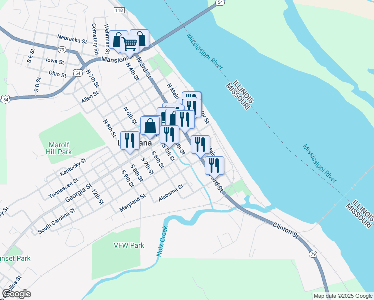 map of restaurants, bars, coffee shops, grocery stores, and more near 317 North Carolina Street in Louisiana