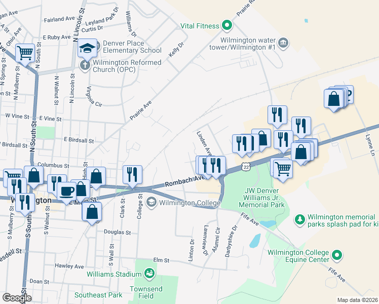 map of restaurants, bars, coffee shops, grocery stores, and more near 130 Applegate Street in Wilmington