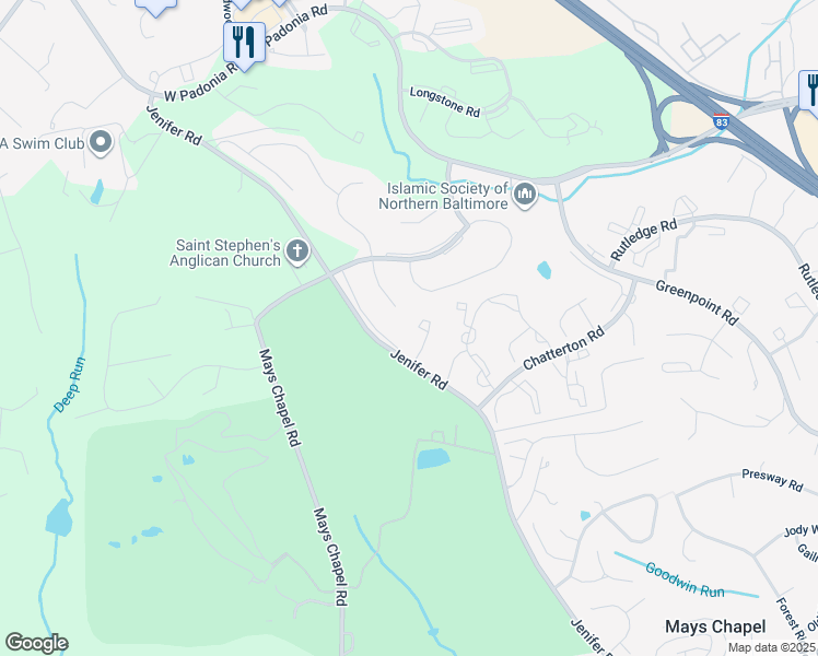map of restaurants, bars, coffee shops, grocery stores, and more near 28 Alderman Court in Lutherville-Timonium